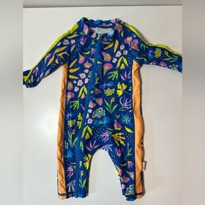 SwimZip Bright Floral Blue One-Piece Swimsuit Romper
